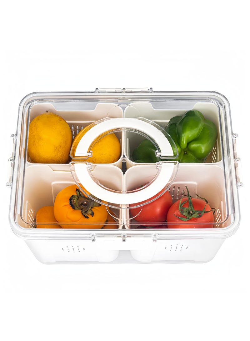 Divided Serving Tray with Lid and Handle, Divided Snack Tray, Charcuterie Container Portable Snack Platters Organizer for Candy, Fruits, Snacks, Nuts, for Party, Entertaining, Picnic - Image 1